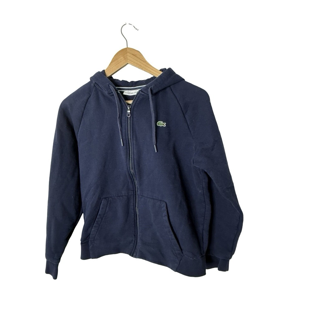 LACOSTE SPORTS Women's Hooded full brushed blue Zip Sweatshirt  Size 40/8